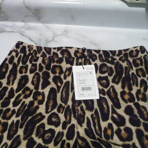 THEORY RELAXED STRAIGHT SIDE POCKETS STRETCH LEOPARD WOOL LINED PANTS SIZE 2 NEW